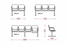 Фото Трехместная секция STANDART | СТАНДАРТ СМ 83-03,  1560х540х750 мм, неразборный каркас